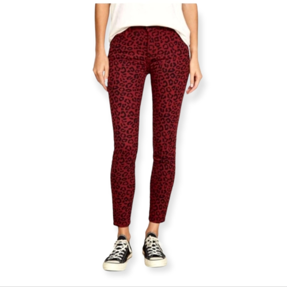 Social Standard by Sanctuary Fuschia Cheetah Print Skinny Ankle Jean, NWOT,sz 10